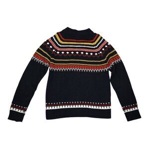 Vintage K-Mart Black Nordic Fair Isle Knit Sweater Size XL 100% Acrylic Made I